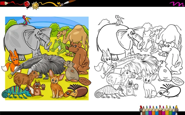 Grupo animal livro para colorir —  Vetores de Stock