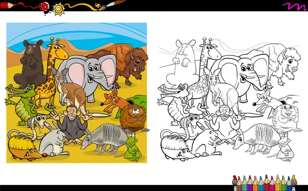 Grupo de animales para colorear — Vector de stock