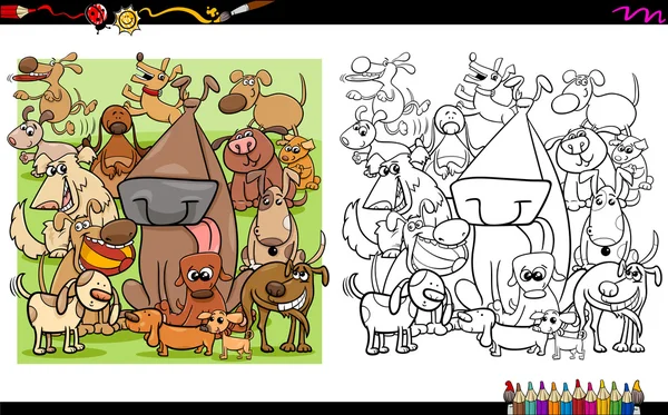 Perro personajes para colorear libro — Vector de stock