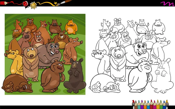 Urso personagens livro para colorir — Vetor de Stock