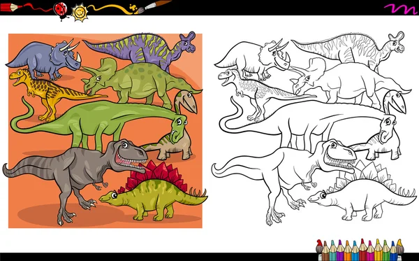Розмальовка символи динозаврів — стоковий вектор