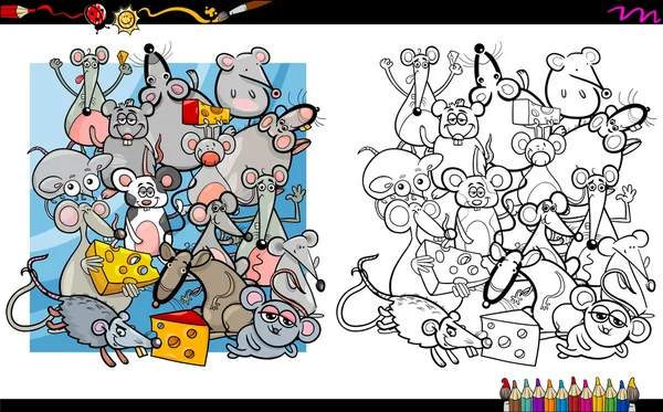 Mouse characters coloring book — Stock Vector