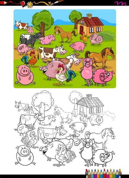 Animales de granja para colorear página — Archivo Imágenes Vectoriales