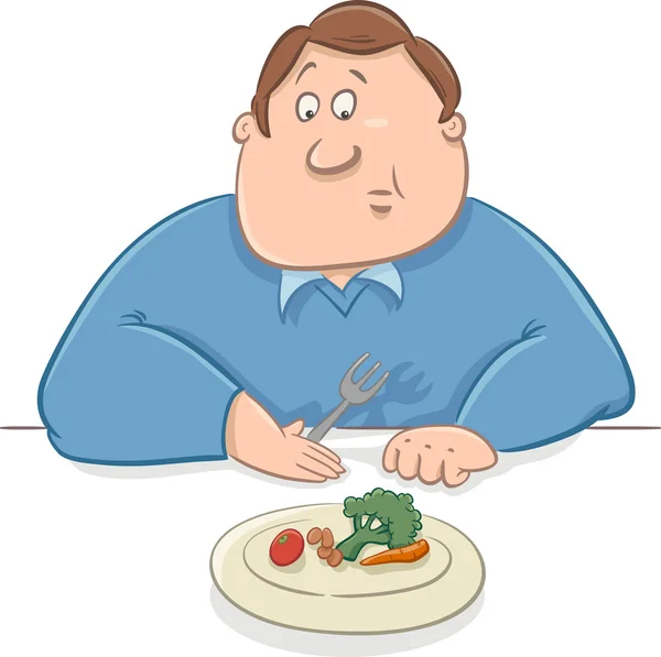 Sad man on diet cartoon — Stock Vector