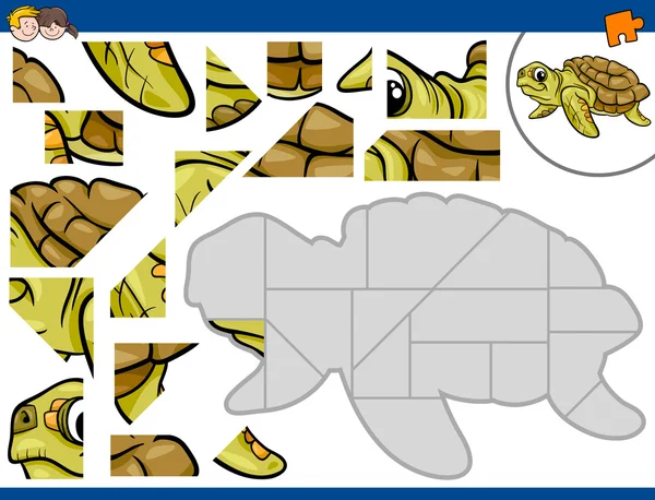 Jigsaw puzzle with turtle — Stock Vector