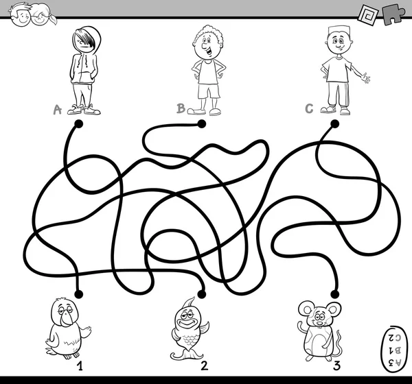 Chemin labyrinthe coloriage page — Image vectorielle