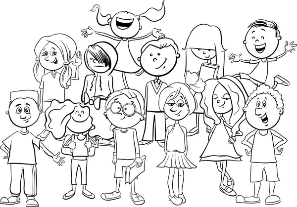 Coloriage enfants ou adolescents — Image vectorielle