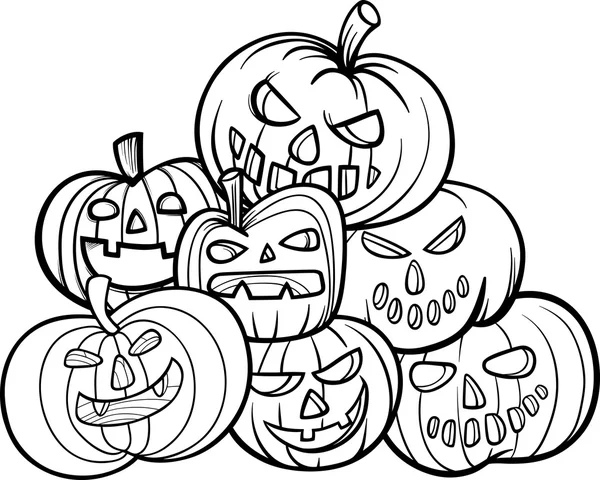 Calabazas de halloween para colorear libro — Vector de stock