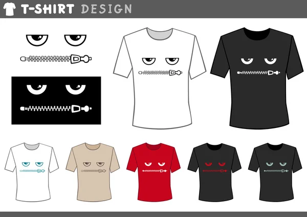 T shirt design con labbra con zip — Vettoriale Stock