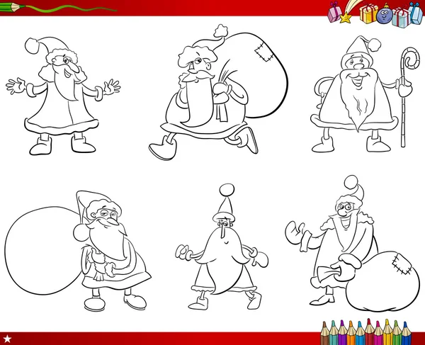 Santa claus set coloring book — стоковый вектор