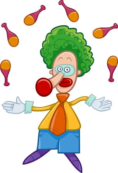 Giocoliere clown cartone animato — Vettoriale Stock