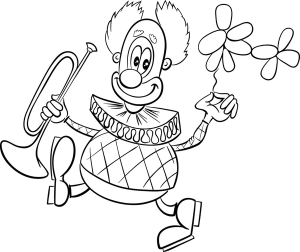 Funny clown coloring page — Stock Vector