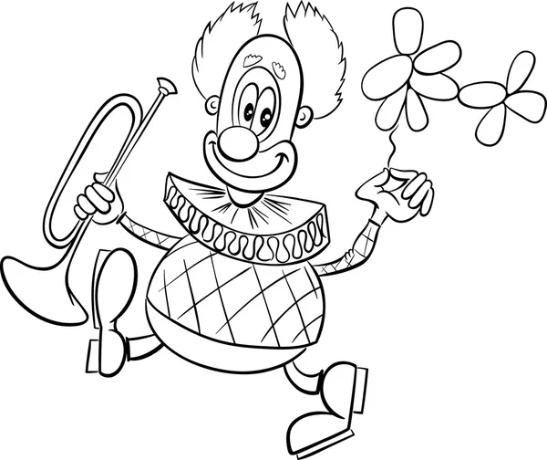 Drôle coloriage clown page — Image vectorielle