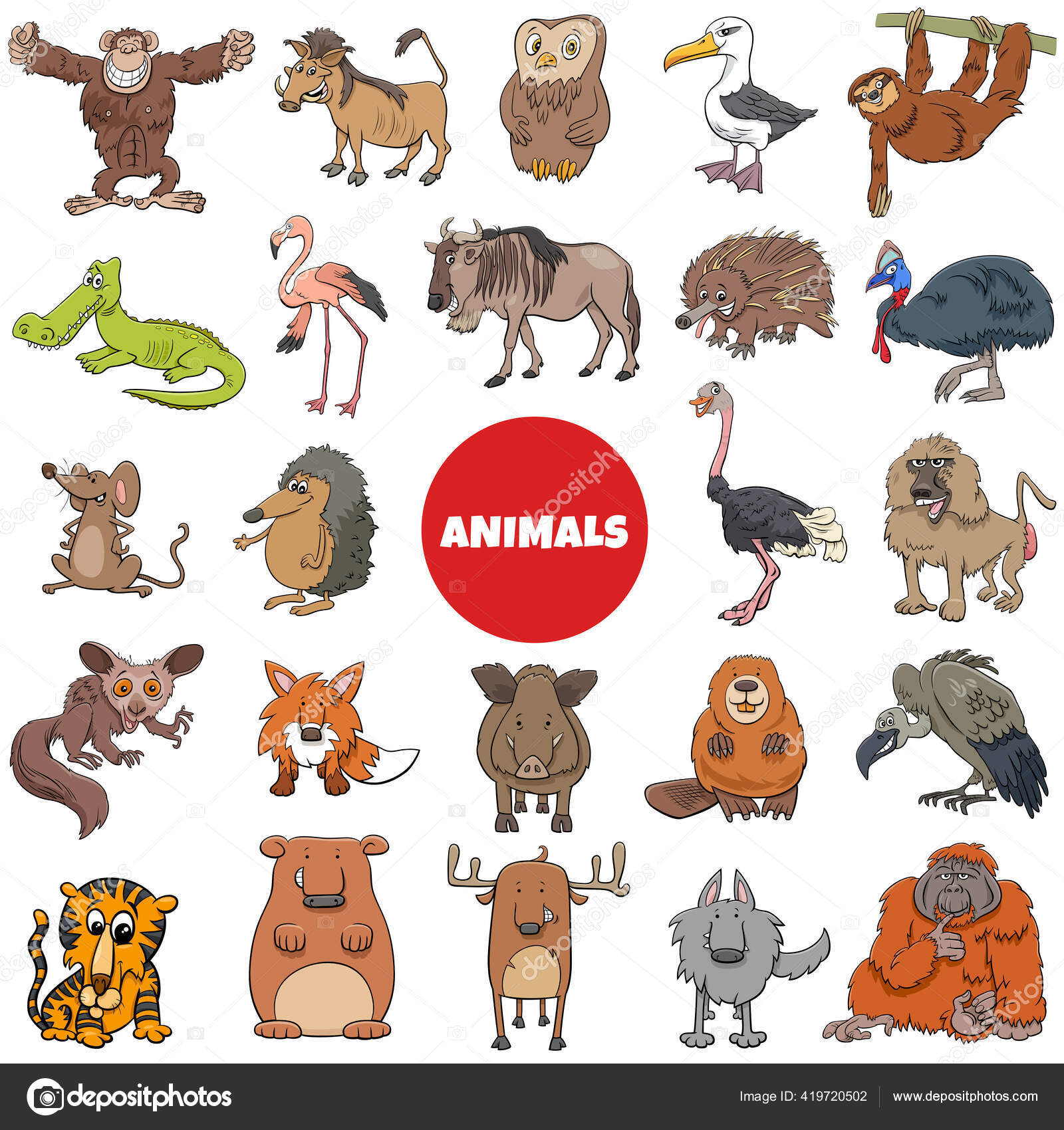 Cartoon Illustration Funny Wild Animal Characters Big Set Stock Vector Image by ©izakowski #419720502 Cartoon Illustration Funny Wild Animal Characters Big Set Stock Vector Image by ©izakowski #419720502