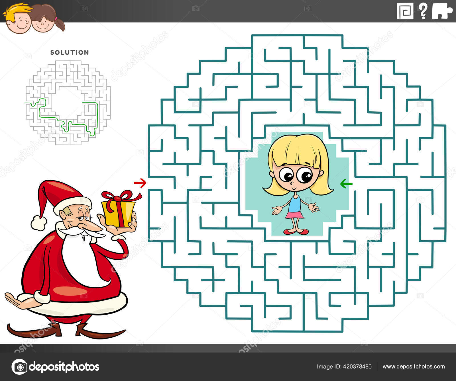 Jogo De Labirinto Com Desenho Animado Papai Noel Com Saco De