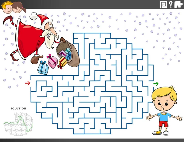 Мультфильм Образовательной Игре Детей Санта Клаусом Рождественскими Подарками — стоковый вектор