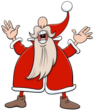 Noel Baba karakterinin Noel şarkısını anlatan karikatür çizimi