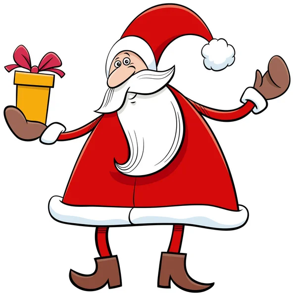 Cartoon Illustration Santa Claus Character Christmas Present — Stock Vector