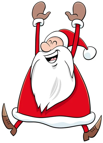 クリスマスの時間に幸せなサンタクロースのキャラクターの漫画イラスト — ストックベクタ
