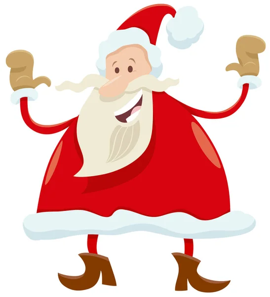 Εικονογράφηση Κινουμένων Σχεδίων Του Ευτυχισμένη Χαρακτήρα Άγιος Βασίλης Γιορτάζει Χριστούγεννα — Διανυσματικό Αρχείο