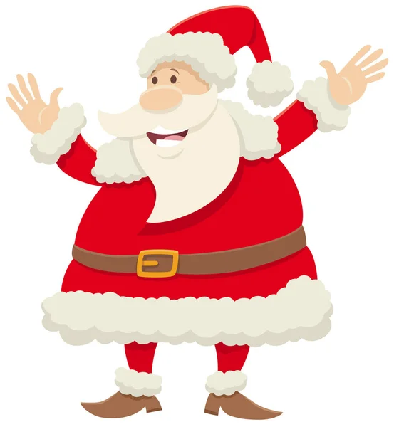 Cartoon Illustration Santa Claus Comic Character Celebrating Christmas Time — Stock Vector
