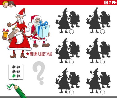 Gölgeyi bulmanın çizgi film çizimi Noel Baba karakterleriyle yapılan eğitici bir oyun