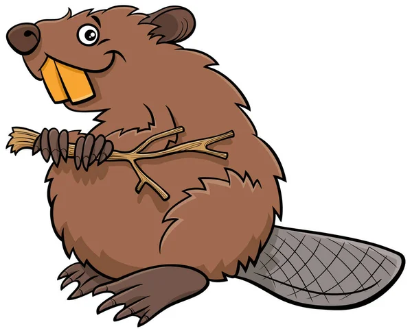 Cartoon Illustration Funny Beaver Wild Animal Character — Stock Vector