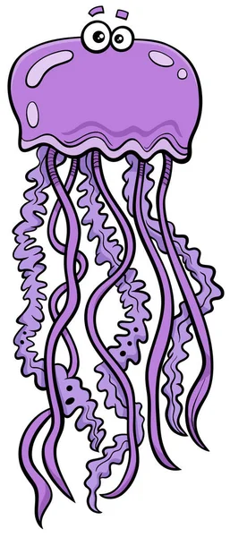 Ilustracja Kreskówki Śmieszne Meduzy Morze Zwierząt Charakter — Wektor stockowy