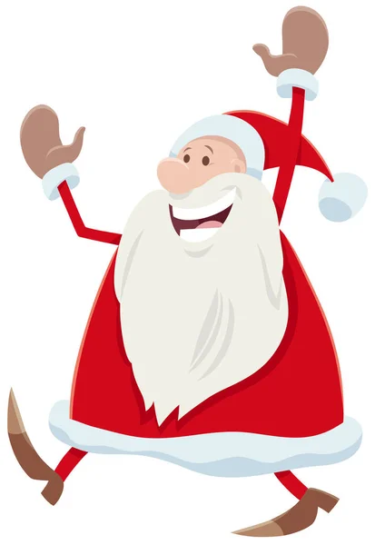 Cartoon Illustration Happy Santa Claus Comic Character Celebrating Christmas Time — Stock Vector