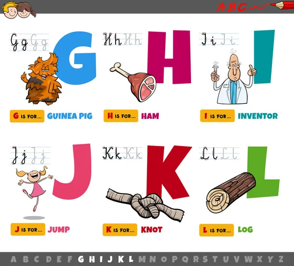 Cartoon Illustratie Van Hoofdletters Uit Alfabet Educatieve Set Voor Lezen — Stockvector