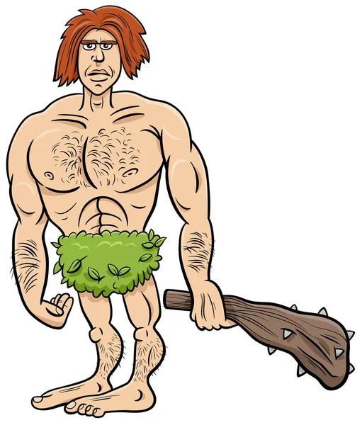 Desenhos Animados Ilustração Engraçado Homem Pré Histórico Pedra Idade Personagem — Vetor de Stock