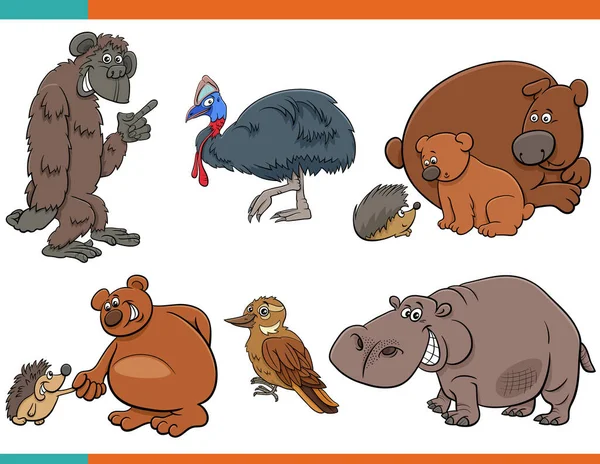 Illustration Dessins Animés Animaux Drôles Jeu Personnages Comiques — Image vectorielle