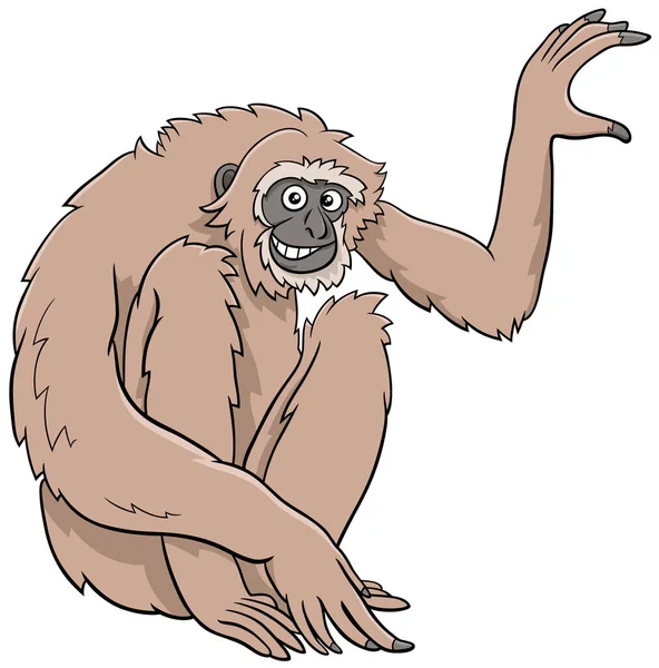 Dibujos Animados Ilustración Gibbon Ape Comic Animal Carácter — Vector de stock