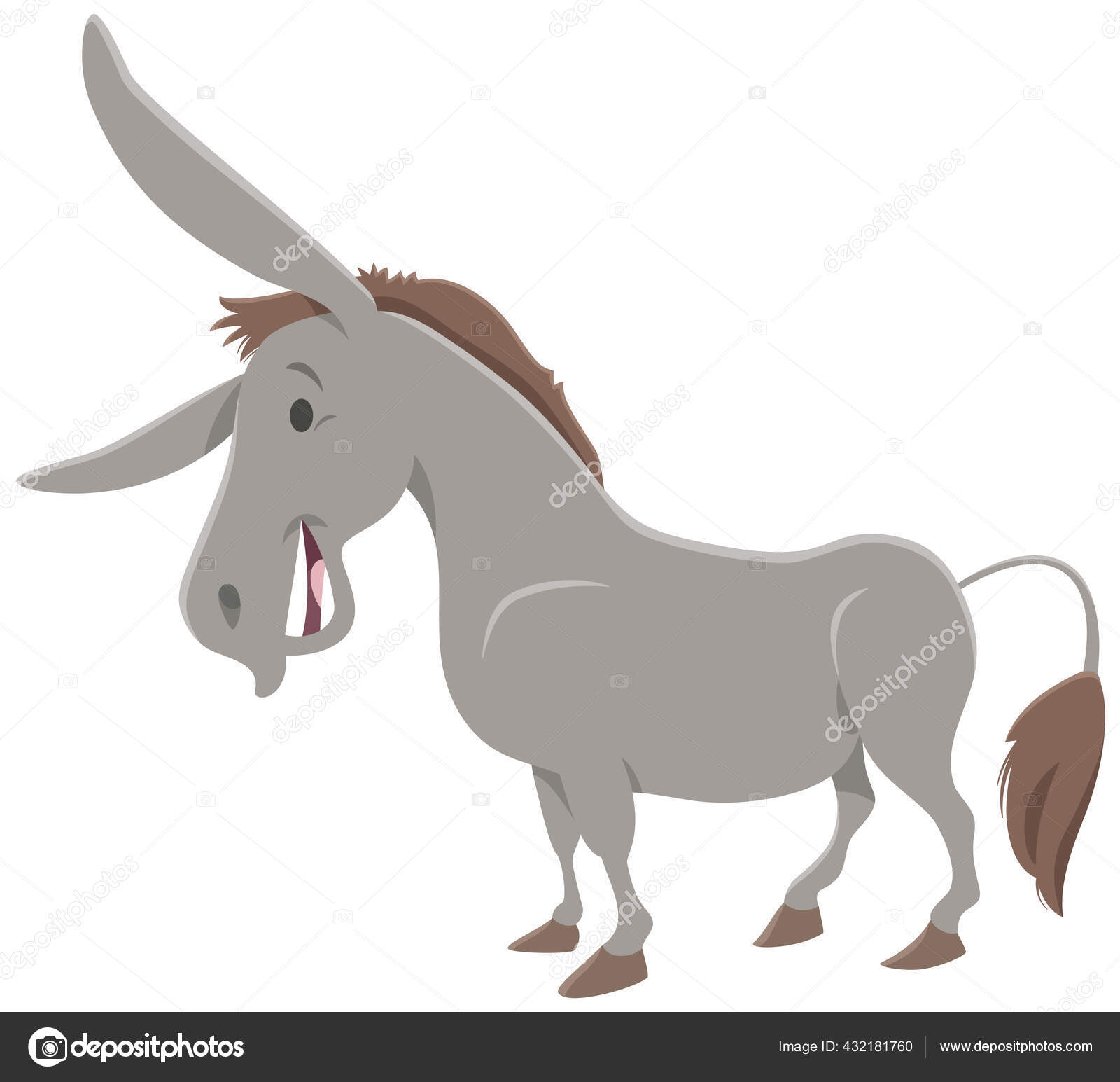 Карикатурная Иллюстрация Забавного Персонажа Фермерского Осла.