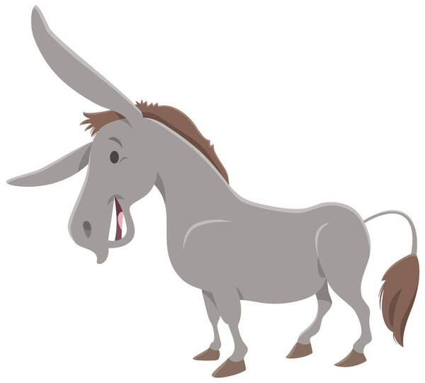 Cartoon illustration of funny donkey farm animal character