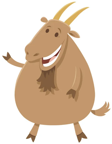 Cartoon Illustration Der Glücklichen Ziege Bauernhof Tier Charakter — Stockvektor