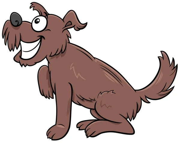 Cartoon Illustration Funny Brown Shaggy Dog Comic Animal Character — Stock Vector