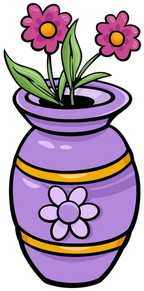 Illustration Bande Dessinée Vase Avec Des Fleurs Objet Clip Art — Image vectorielle