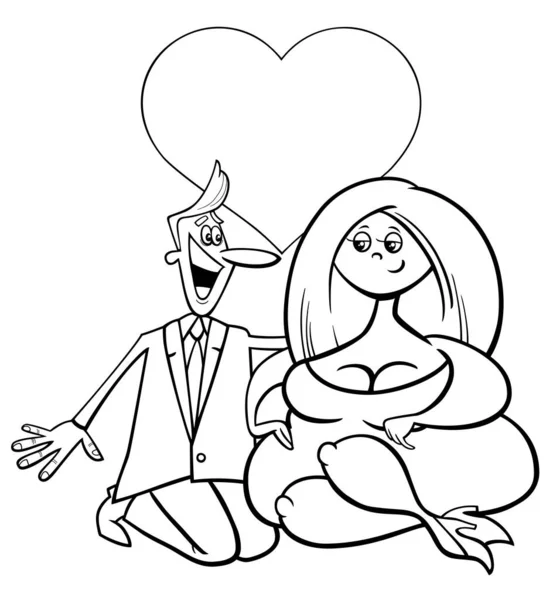 Valentijnsdag Wenskaart Cartoon Illustratie Met Vrouw Man Paar Personages Liefde — Stockvector