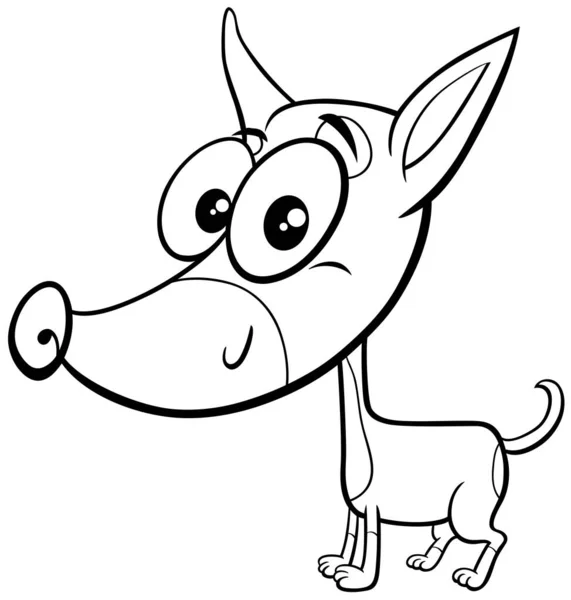 Dibujos Animados Blanco Negro Ilustración Ratter Cascabel Perro Raza Pura — Vector de stock