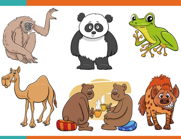 Карикатурная Иллюстрация Забавных Персонажей Комиксов Разных Животных — стоковый вектор