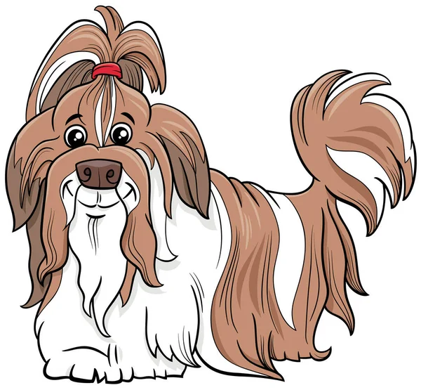 Karikatur Der Reinrassigen Hundetierfigur Shih Tzu — Stockvektor