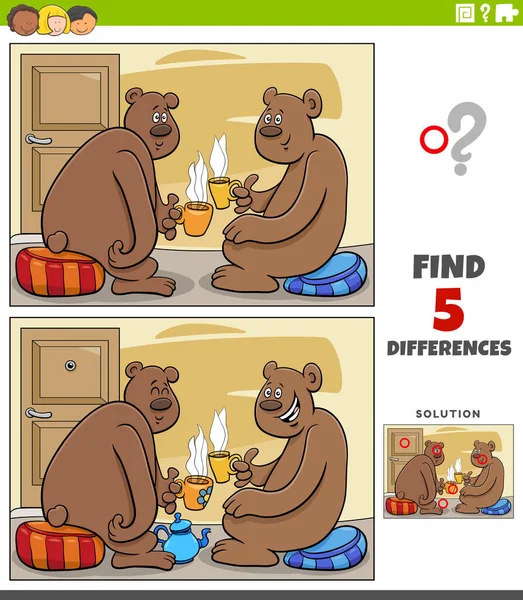 Illustration Bande Dessinée Trouver Les Différences Entre Les Images Jeu — Image vectorielle