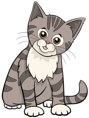 Şirin kedi yavrusu çizgi roman karakteri çizimi