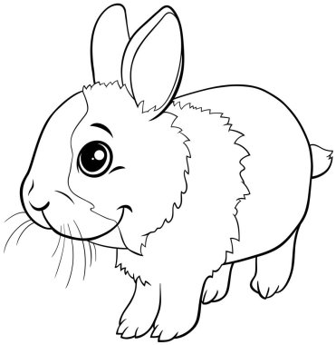 Cüce tavşan çizgi roman karakteri boyama sayfasının siyah beyaz çizimi