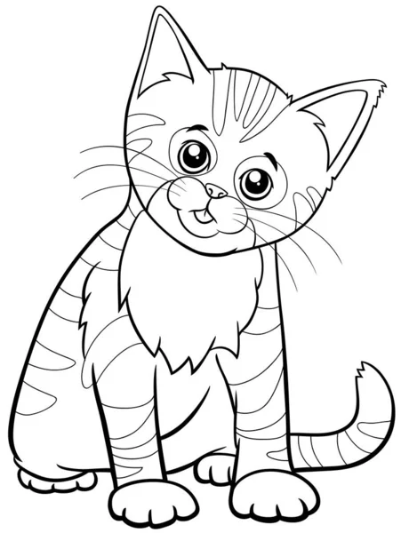 Kartun Hitam Dan Putih Ilustrasi Lucu Kucing Kucing Kucing Komik - Stok Vektor
