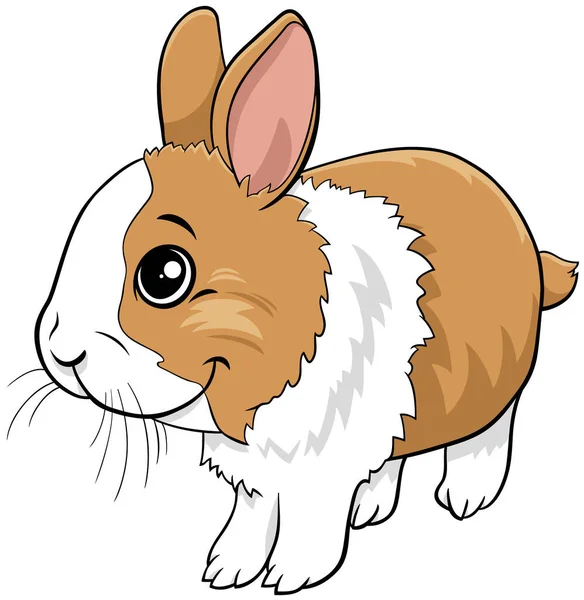 Illustrazione Cartone Animato Simpatico Coniglio Nano Personaggio Animale Comico — Vettoriale Stock
