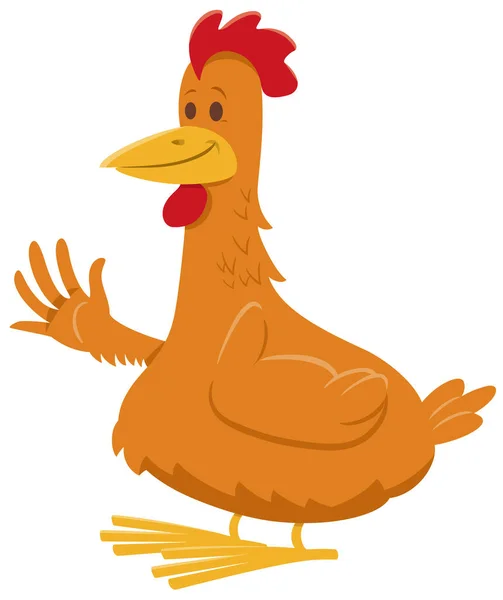 Dibujos Animados Ilustración Divertido Pollo Gallina Granja Ave Animal Carácter — Vector de stock