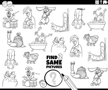 Çizgi roman resimlerinde çizgi roman boyama sayfası ile aynı iki eğitici oyunu bulmanın siyah ve beyaz çizimi