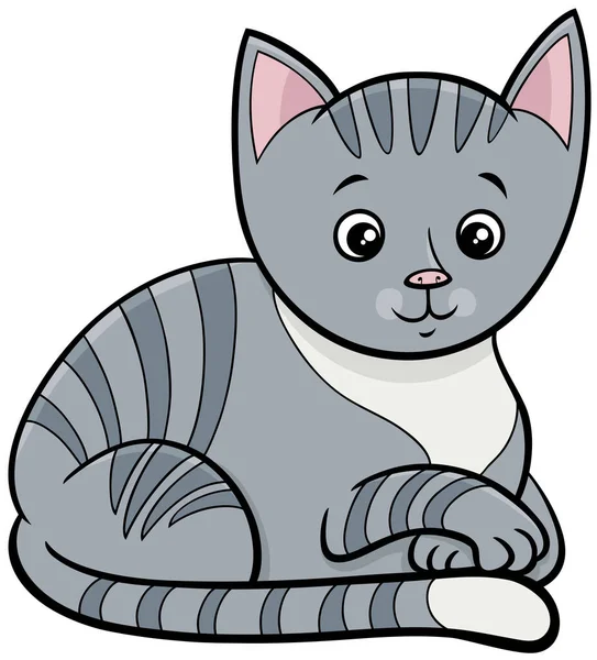 Dibujos Animados Ilustración Lindo Gato Tabby Gatito Personaje Cómic Animal — Archivo Imágenes Vectoriales